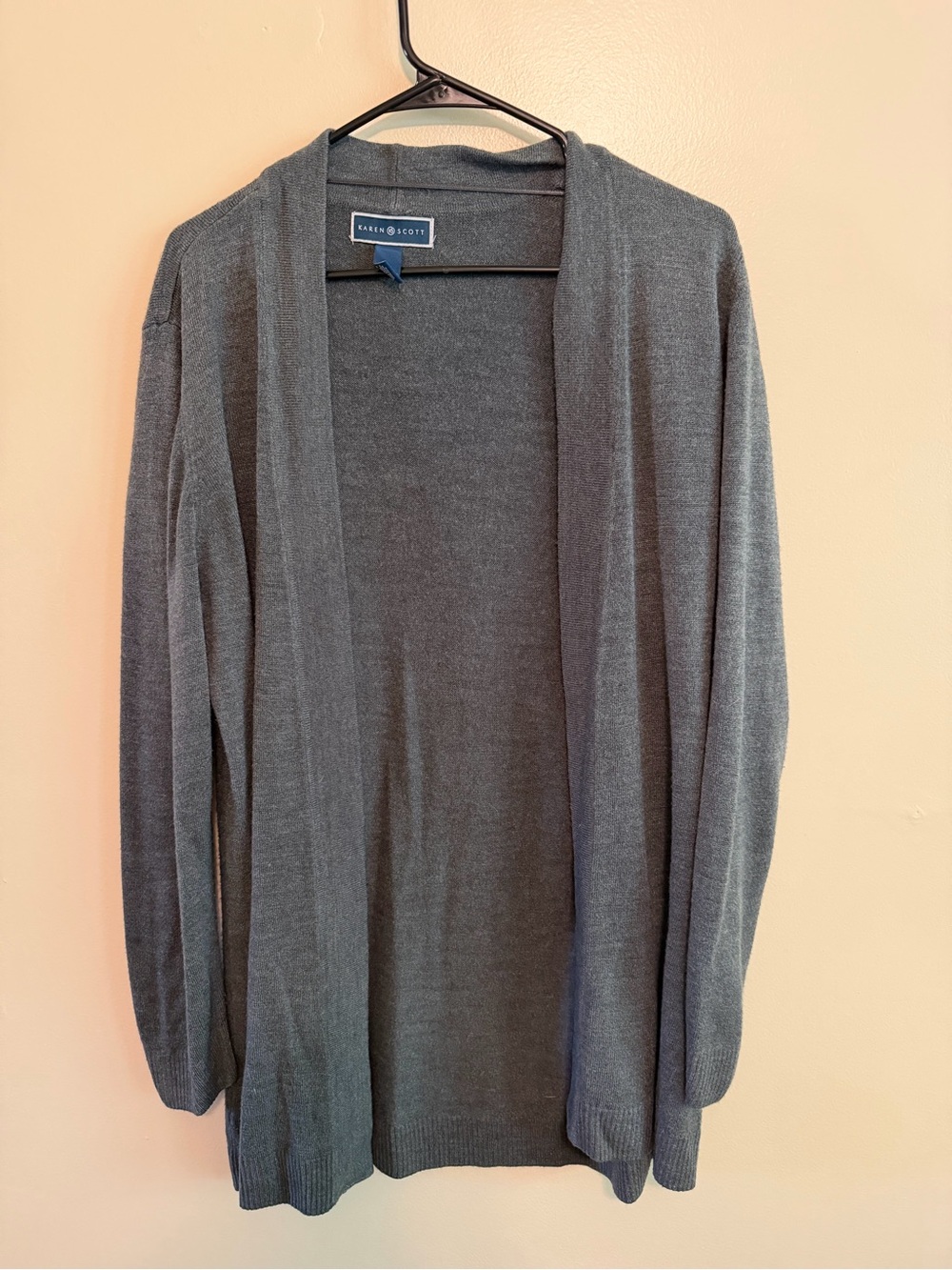 Karen Scott Dark Charcoal Gray Knit Cardigan